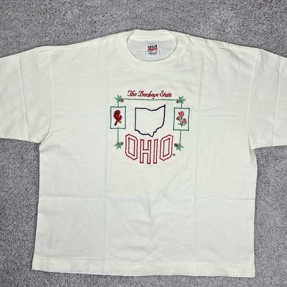 Ohio Shirt Womens Extra Large Vintage Tee Embroidered Buckeyes Cardinal Crewneck - Picture 1 of 4
